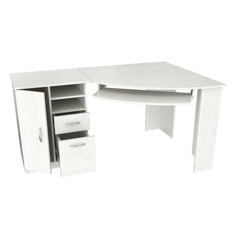 Homeroots White Finish Wood L Shape Corner Computer Desk 249807
