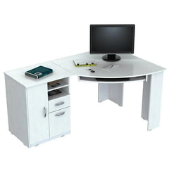Homeroots White Finish Wood L Shape Corner Computer Desk 249807