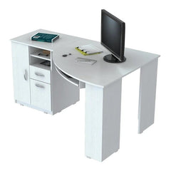 Homeroots White Finish Wood L Shape Corner Computer Desk 249807