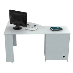 Homeroots White Finish Wood L Shape Corner Computer Desk 249807