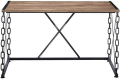 Homeroots Modern Farmhouse Oak and Black Chain Link Office Desk 285771