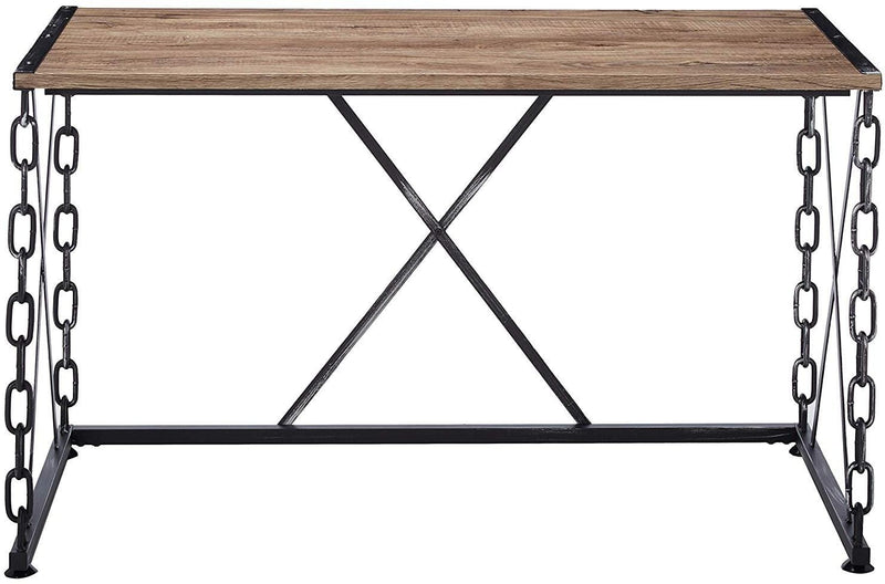 Homeroots Modern Farmhouse Oak and Black Chain Link Office Desk 285771