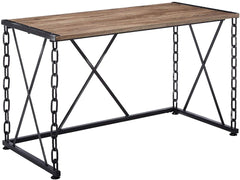 Homeroots Modern Farmhouse Oak and Black Chain Link Office Desk 285771