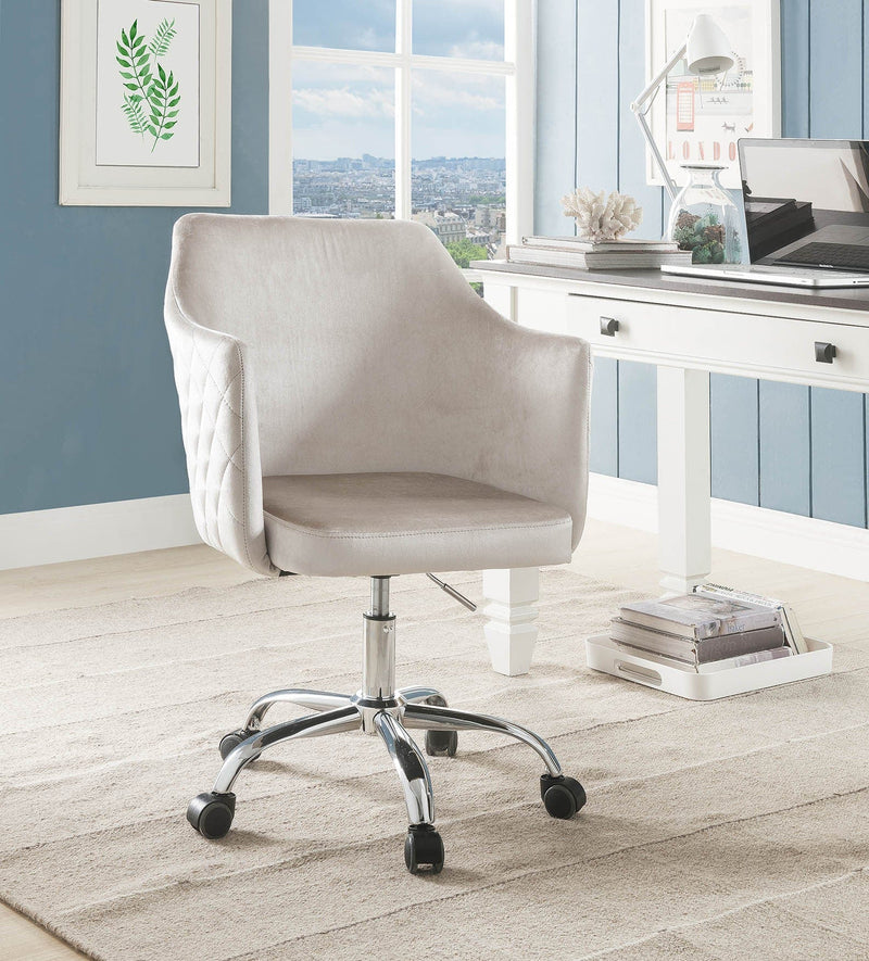 Homeroots Champagne Fabric Seat Swivel Adjustable Task Chair Fabric Back Steel Frame 319077