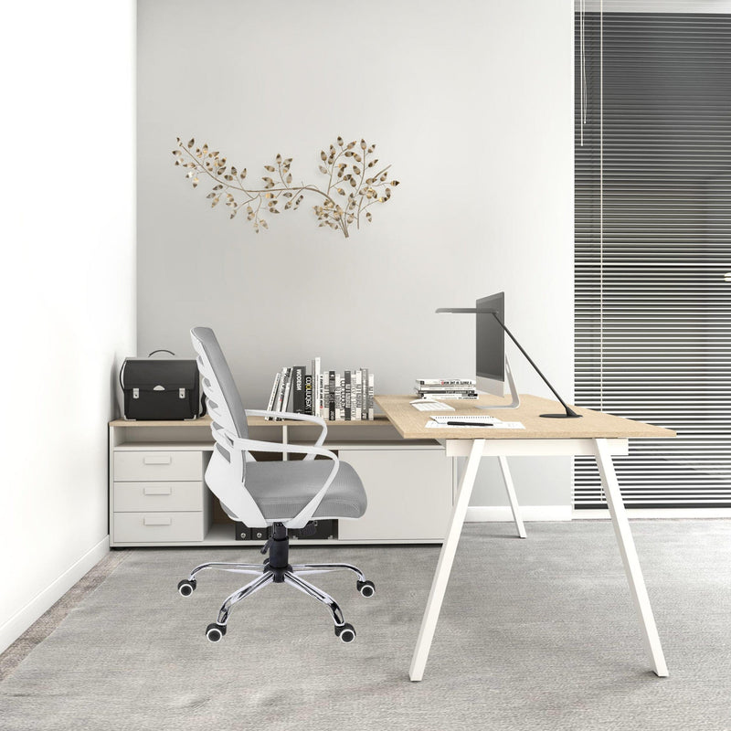 Homeroots Black Polyester Seat Swivel Adjustable Task Chair Mesh Back Plastic Frame 333421