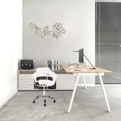 Homeroots White Faux Leather Seat Swivel Adjustable Task Chair Fabric Back Steel Frame 333468