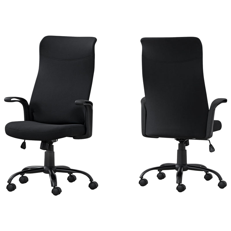 Homeroots Black Fabric Seat Swivel Adjustable Task Chair Fabric Back Plastic Frame 355715