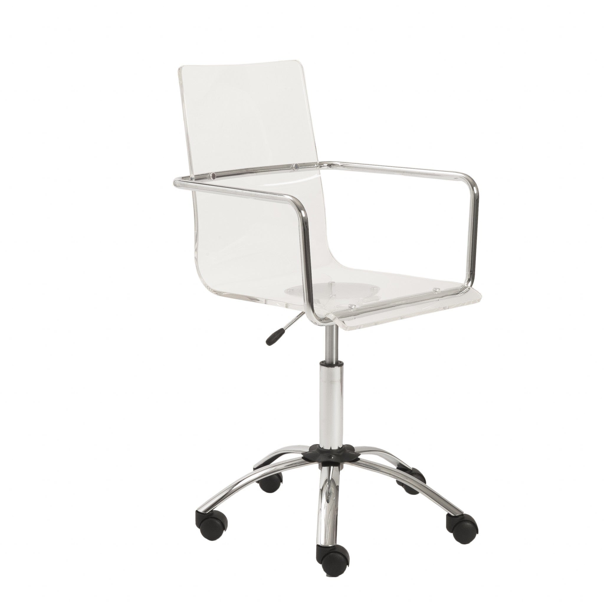 Homeroots White Swivel Adjustable Task Chair Plastic Back Steel Frame 370505