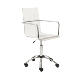 Homeroots White Swivel Adjustable Task Chair Plastic Back Steel Frame 370505