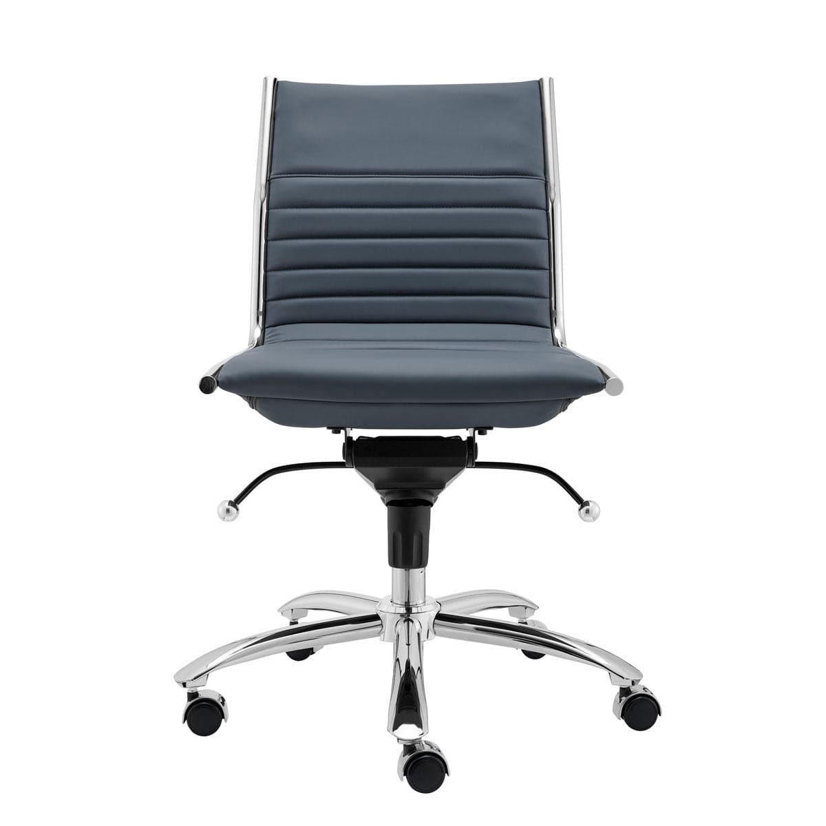 Homeroots Blue Faux Leather Seat Swivel Adjustable Task Chair Leather Back Steel Frame 370524