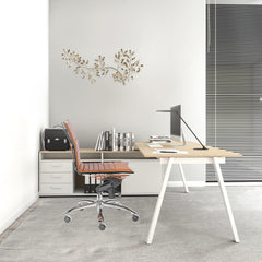 Homeroots Brown Faux Leather Seat Swivel Adjustable Task Chair Leather Back Steel Frame 370526