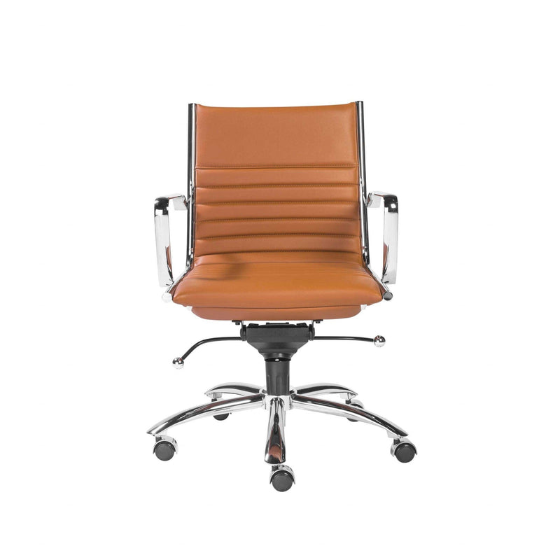Homeroots Brown Faux Leather Seat Swivel Adjustable Task Chair Leather Back Steel Frame 370534