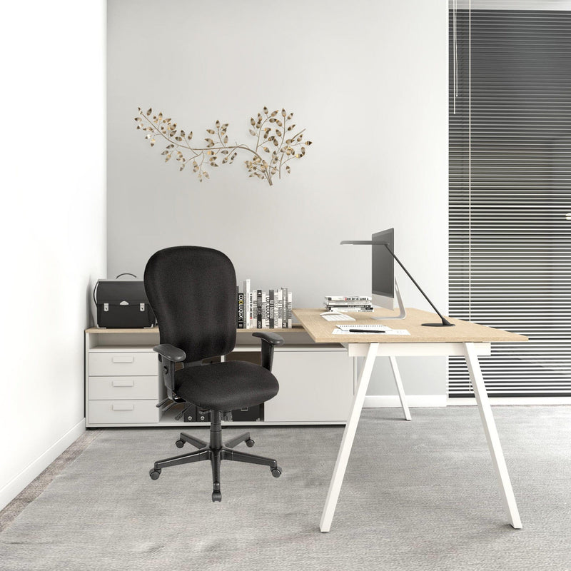 Homeroots Black Fabric Seat Swivel Adjustable Task Chair Fabric Back Plastic Frame 372355