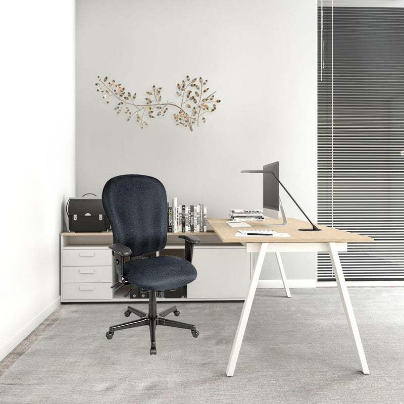 Homeroots Charcoal Fabric Seat Swivel Adjustable Task Chair Fabric Back Plastic Frame 372356