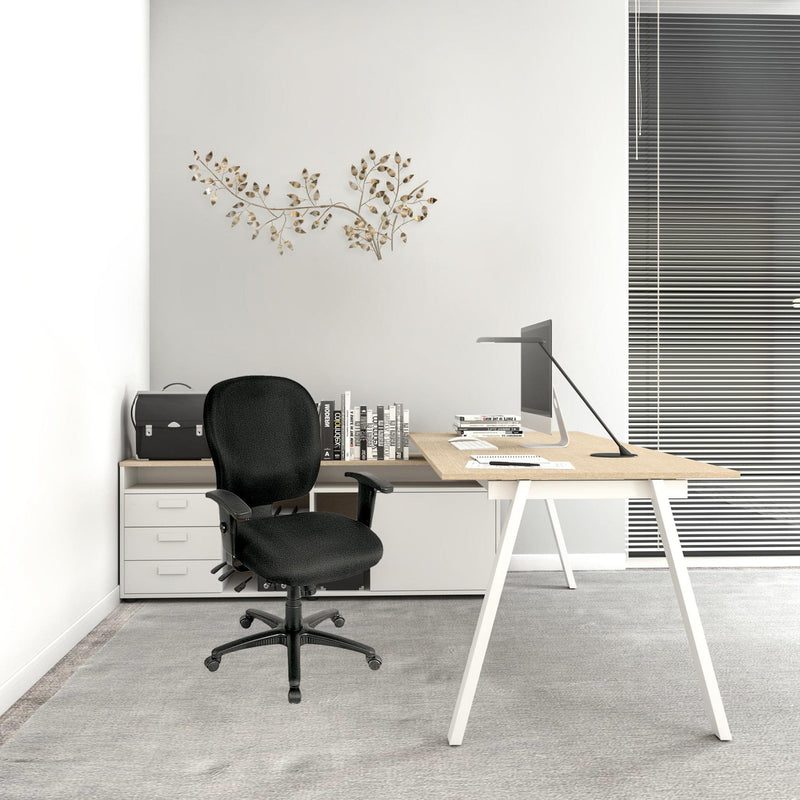 Homeroots Charcoal Fabric Seat Swivel Adjustable Task Chair Fabric Back Plastic Frame 372359