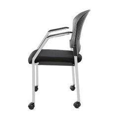 Homeroots Set Of Two Black Fabric Seat Swivel Adjustable Task Chair Plastic Back Plastic Frame 372366