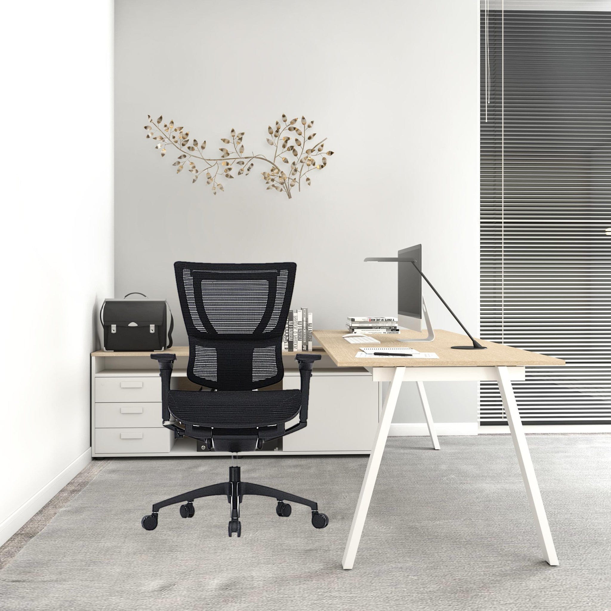 Homeroots Black Mesh Seat Swivel Adjustable Task Chair Mesh Back Plastic Frame 372371