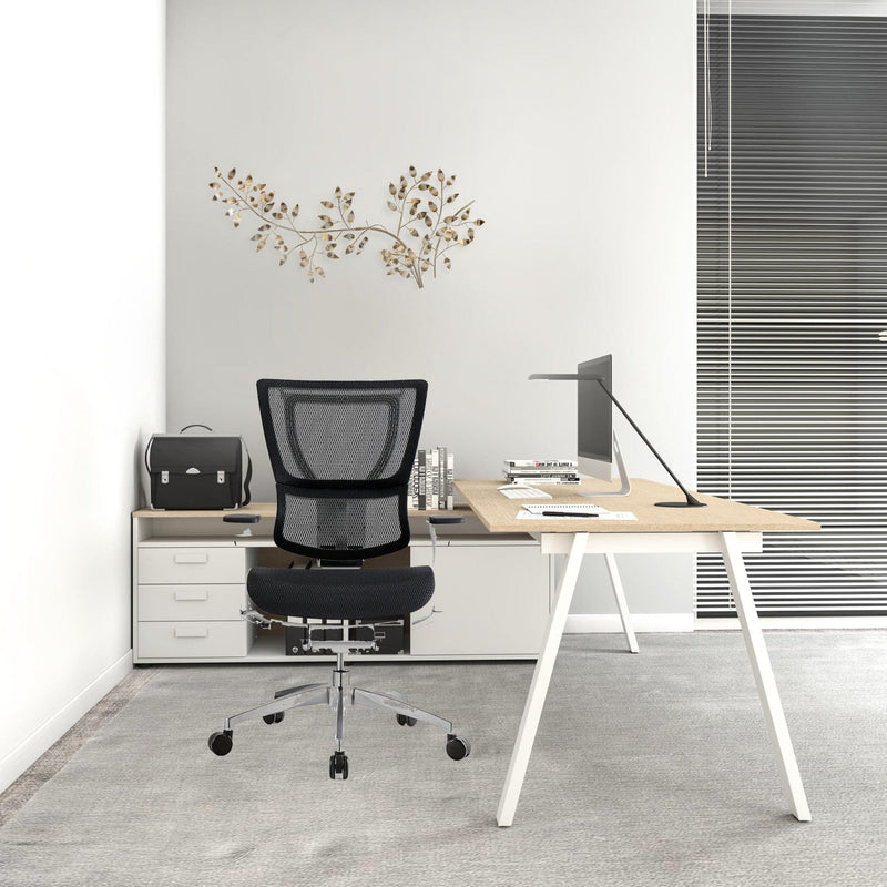 Homeroots Black Mesh Seat Swivel Adjustable Task Chair Mesh Back Steel Frame 372372