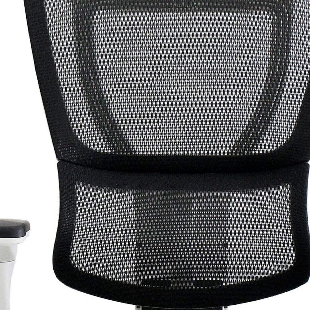 Homeroots Black Mesh Seat Swivel Adjustable Task Chair Mesh Back Steel Frame 372372