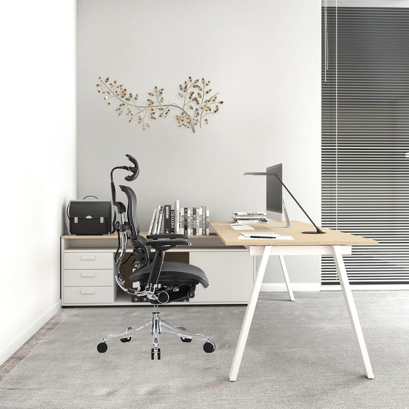 Homeroots Black Mesh Seat Swivel Adjustable Task Chair Mesh Back Plastic Frame 372390