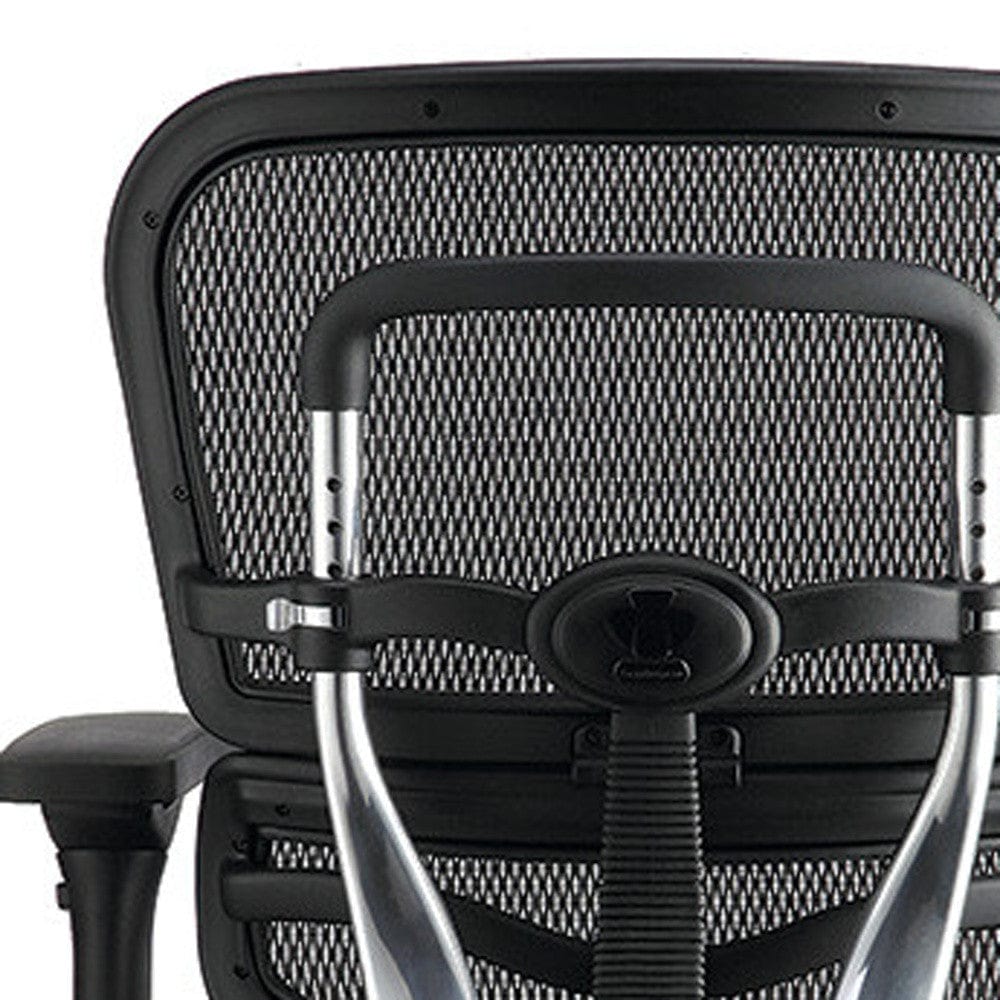 Homeroots Black Mesh Seat Swivel Adjustable Task Chair Mesh Back Steel Frame 372391