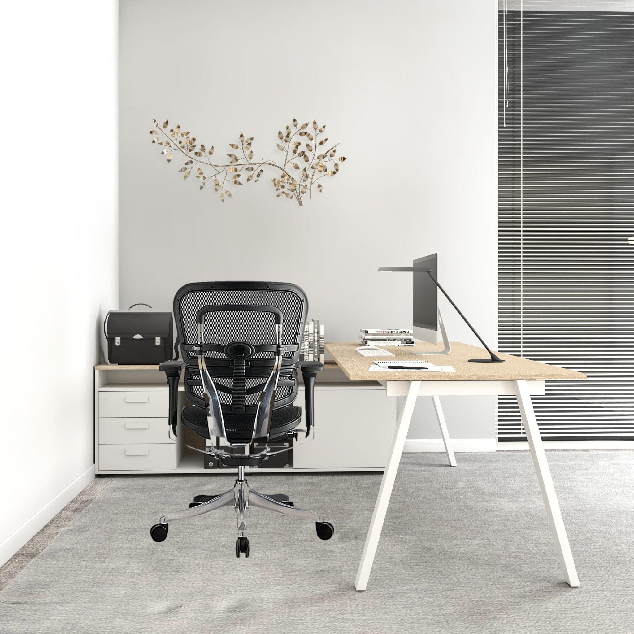 Homeroots Black Mesh Seat Swivel Adjustable Task Chair Mesh Back Steel Frame 372391