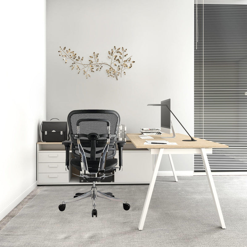 Homeroots Black Mesh Seat Swivel Adjustable Task Chair Mesh Back Steel Frame 372391