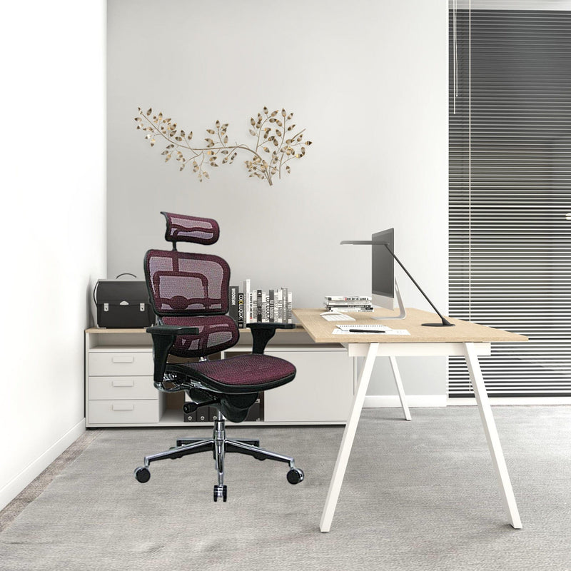 Homeroots Plum Swivel Adjustable Executive Chair Mesh Back Plastic Frame 372392