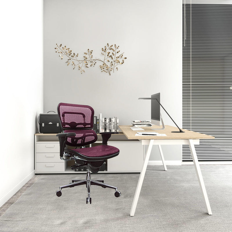 Homeroots Plum Swivel Adjustable Task Chair Mesh Back Plastic Frame 372398