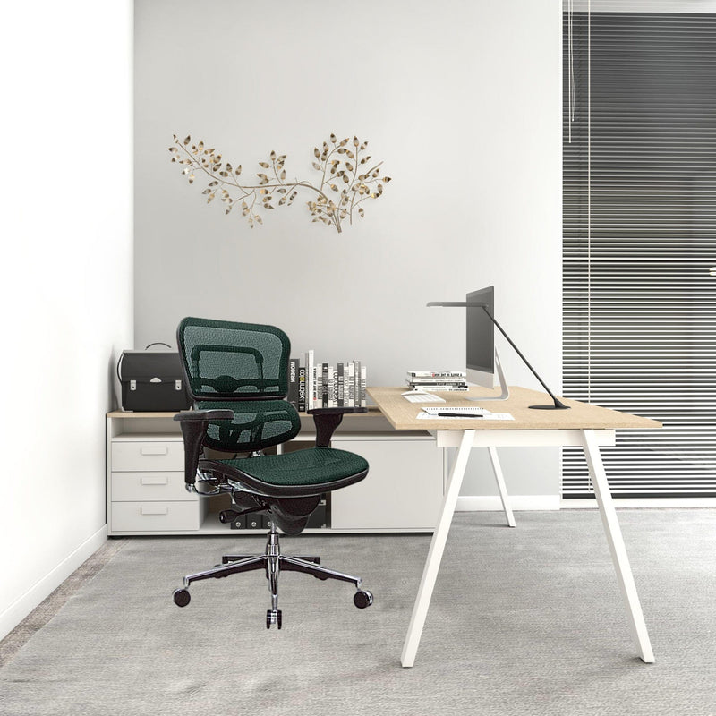 Homeroots Green Swivel Adjustable Task Chair Mesh Back Plastic Frame 372400