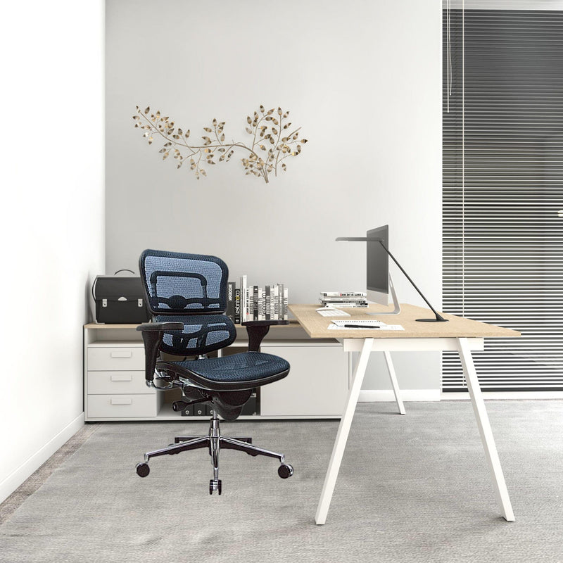 Homeroots Blue Swivel Adjustable Task Chair Mesh Back Plastic Frame 372401