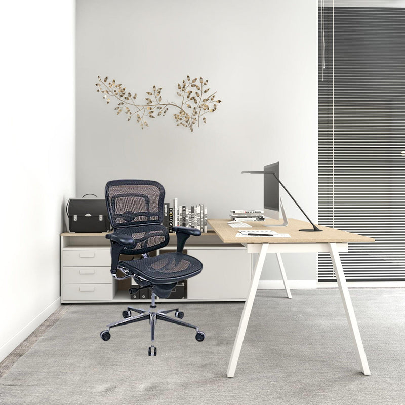 Homeroots Black Swivel Adjustable Task Chair Mesh Back Plastic Frame 372402