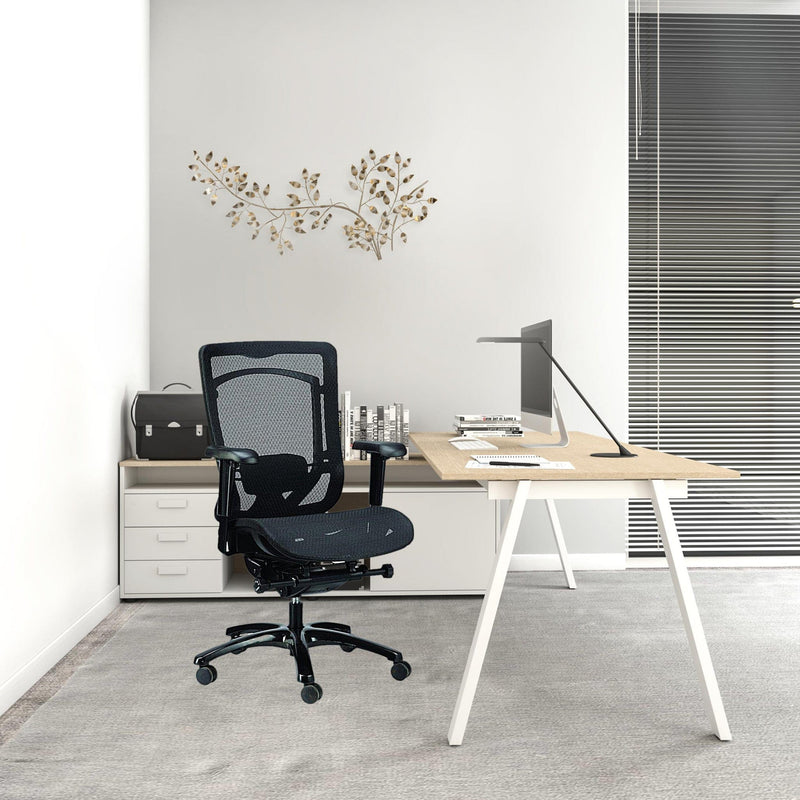 Homeroots Black Swivel Adjustable Task Chair Mesh Back Plastic Frame 372416