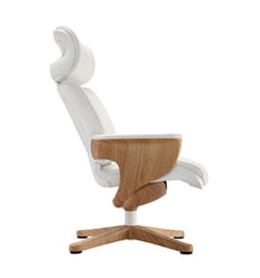 Homeroots White Faux Leather Seat Swivel Adjustable Executive Chair Leather Back 372429