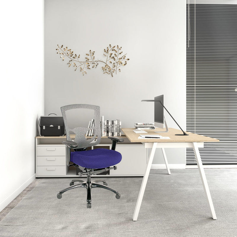 Homeroots Violet Fabric Seat Swivel Adjustable Task Chair Mesh Back Plastic Frame 372460