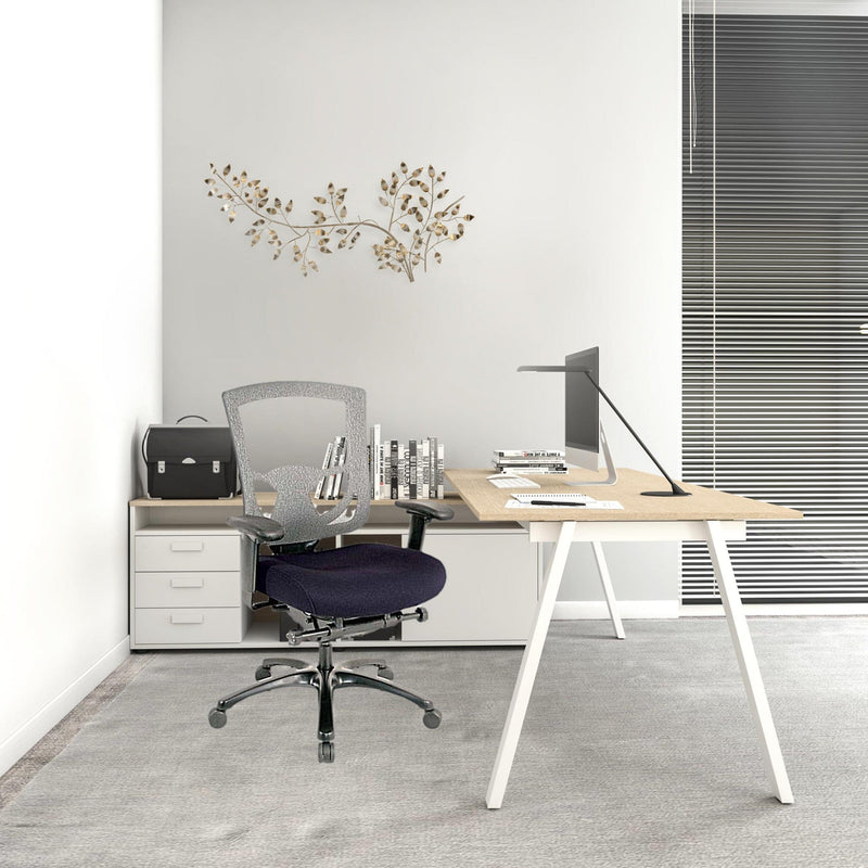 Homeroots Denim Blue Fabric Seat Swivel Adjustable Task Chair Mesh Back Plastic Frame 372461