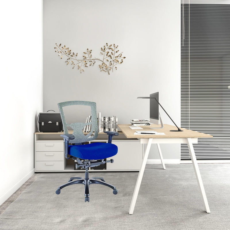 Homeroots Blue Fabric Seat Swivel Adjustable Task Chair Mesh Back Plastic Frame 372463