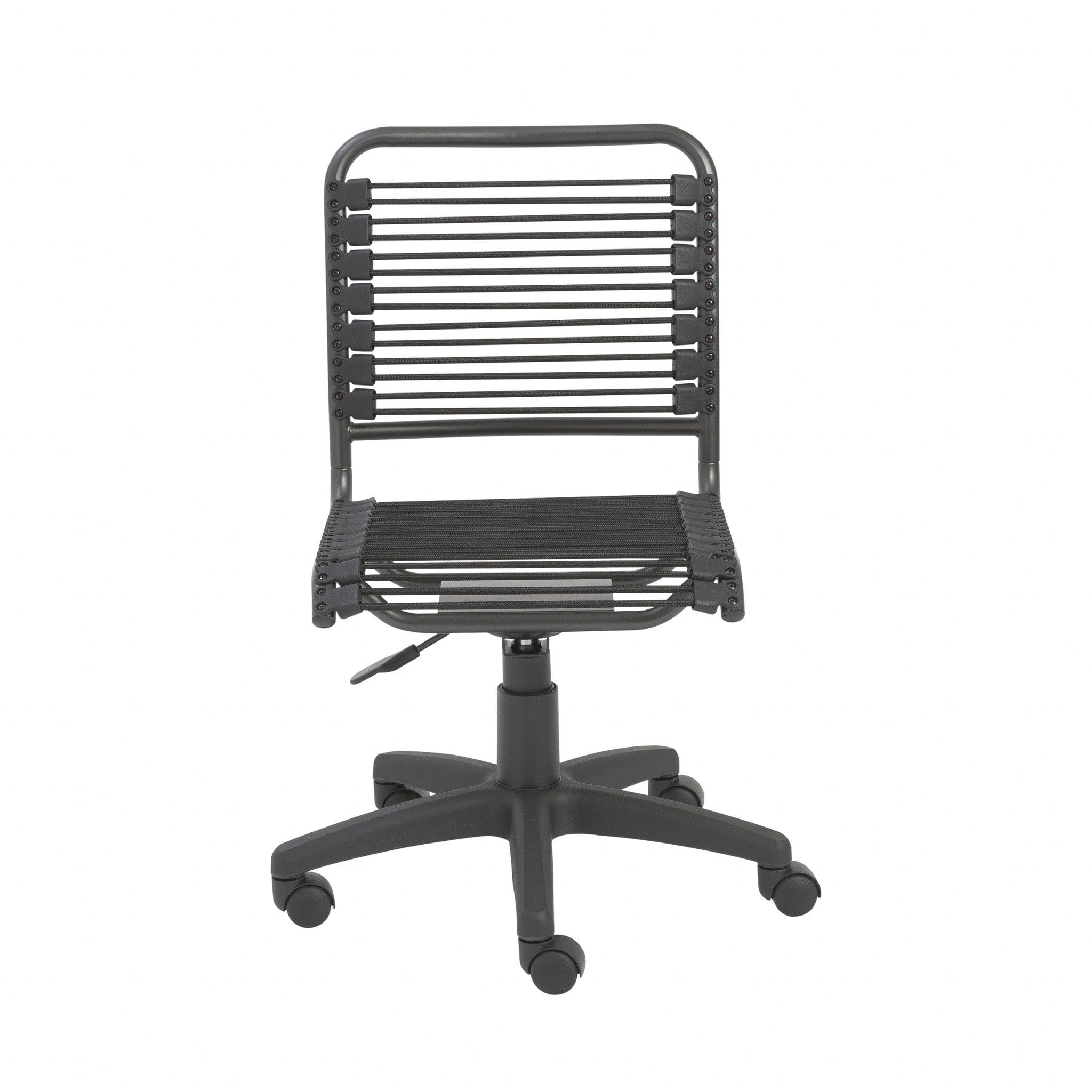 Homeroots Black Swivel Adjustable Task Chair Bungee Back Steel Frame 400762