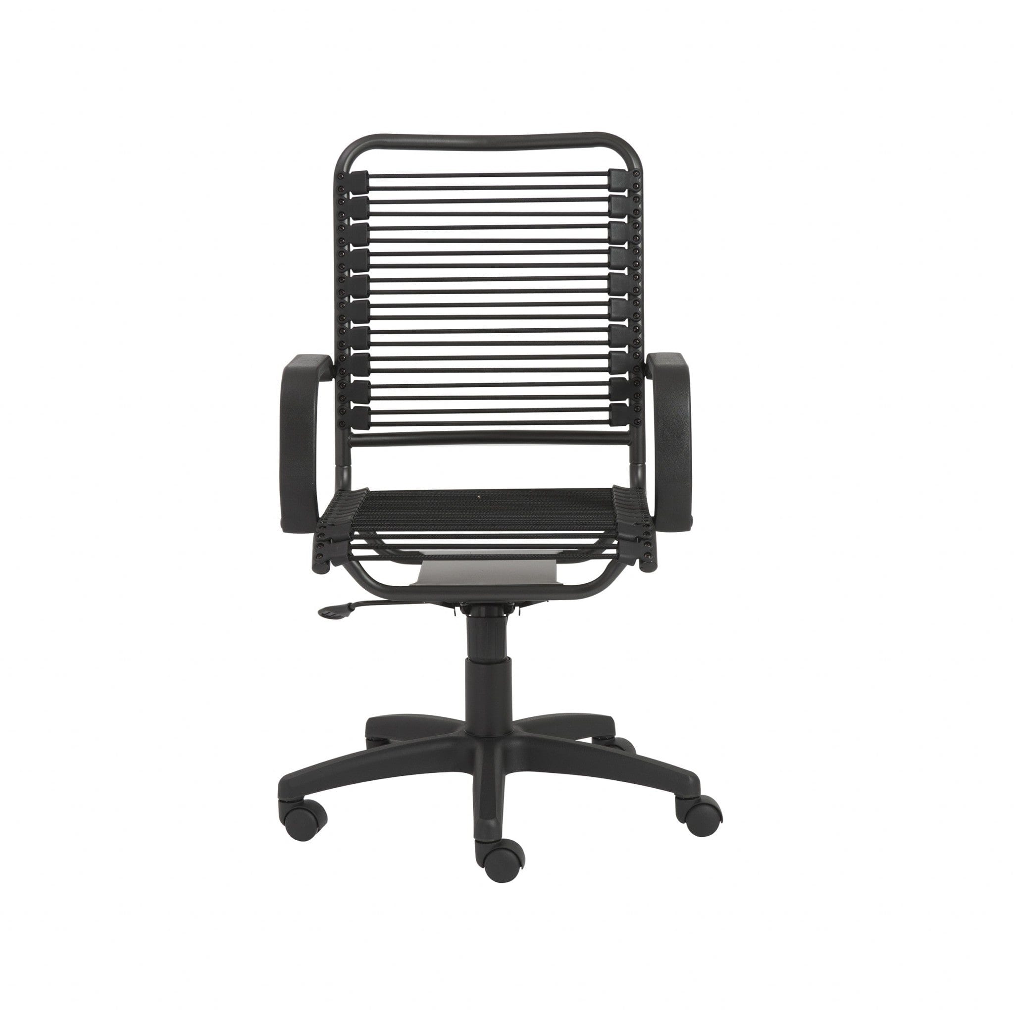 Homeroots Black Swivel Adjustable Task Chair Bungee Back Steel Frame 400764