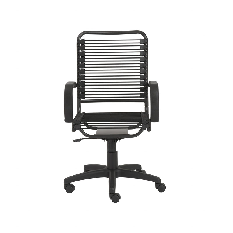 Homeroots Black Swivel Adjustable Task Chair Bungee Back Steel Frame 400764