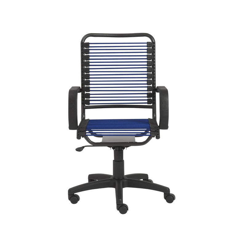 Homeroots Blue Swivel Adjustable Task Chair Bungee Back Steel Frame 400765