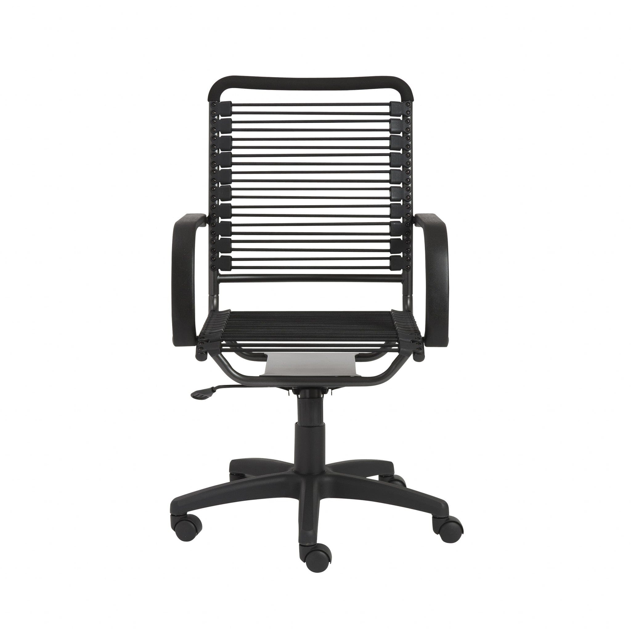 Homeroots Black Swivel Adjustable Task Chair Bungee Back Steel Frame 400768