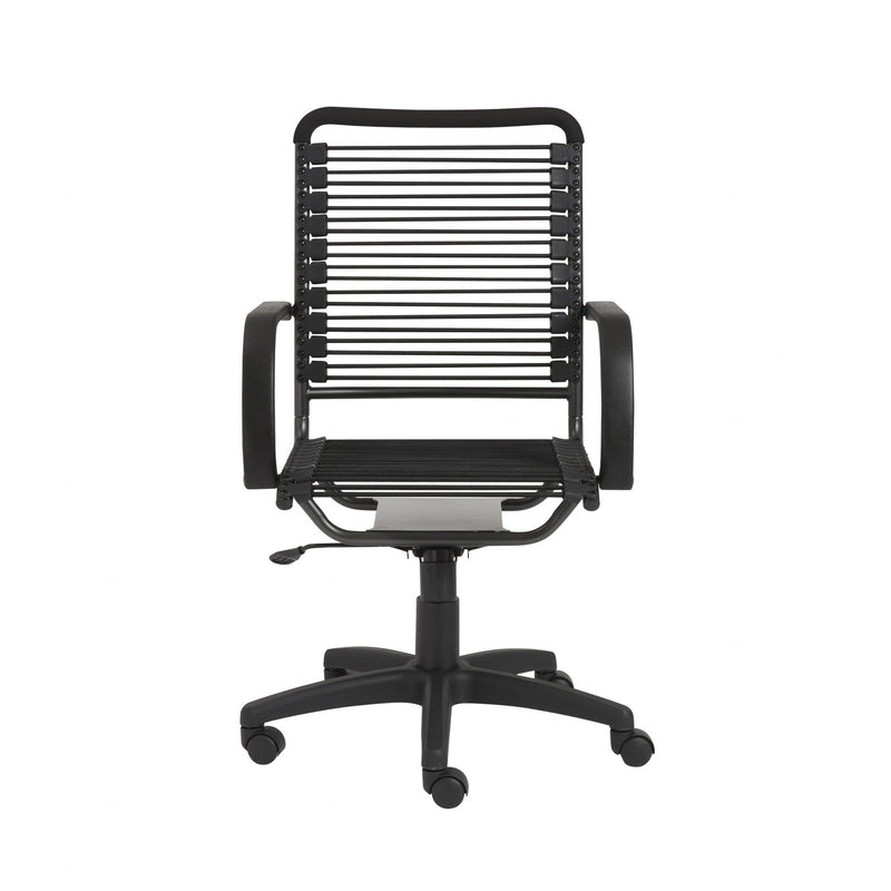 Homeroots Black Swivel Adjustable Task Chair Bungee Back Steel Frame 400768