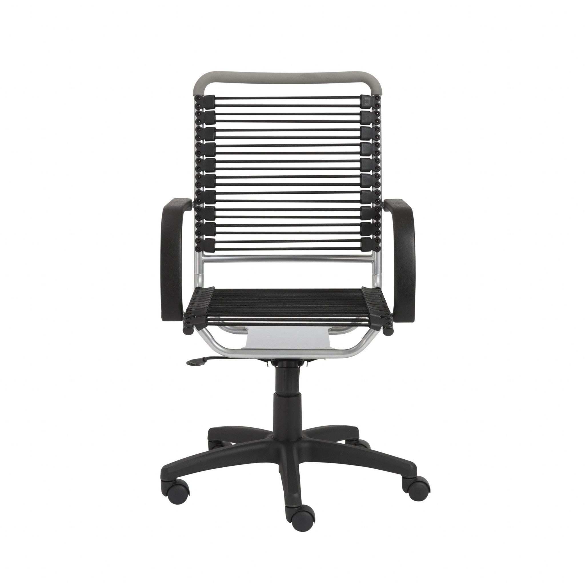 Homeroots Black Swivel Adjustable Task Chair Bungee Back Steel Frame 400769