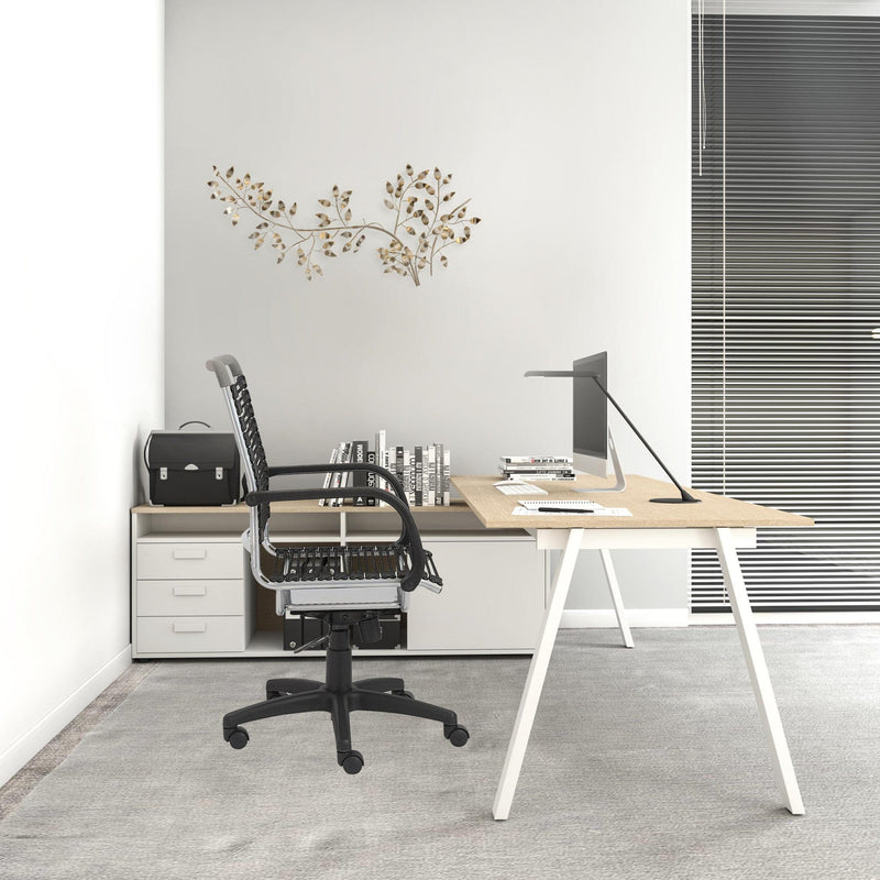 Homeroots Black Swivel Adjustable Task Chair Bungee Back Steel Frame 400769