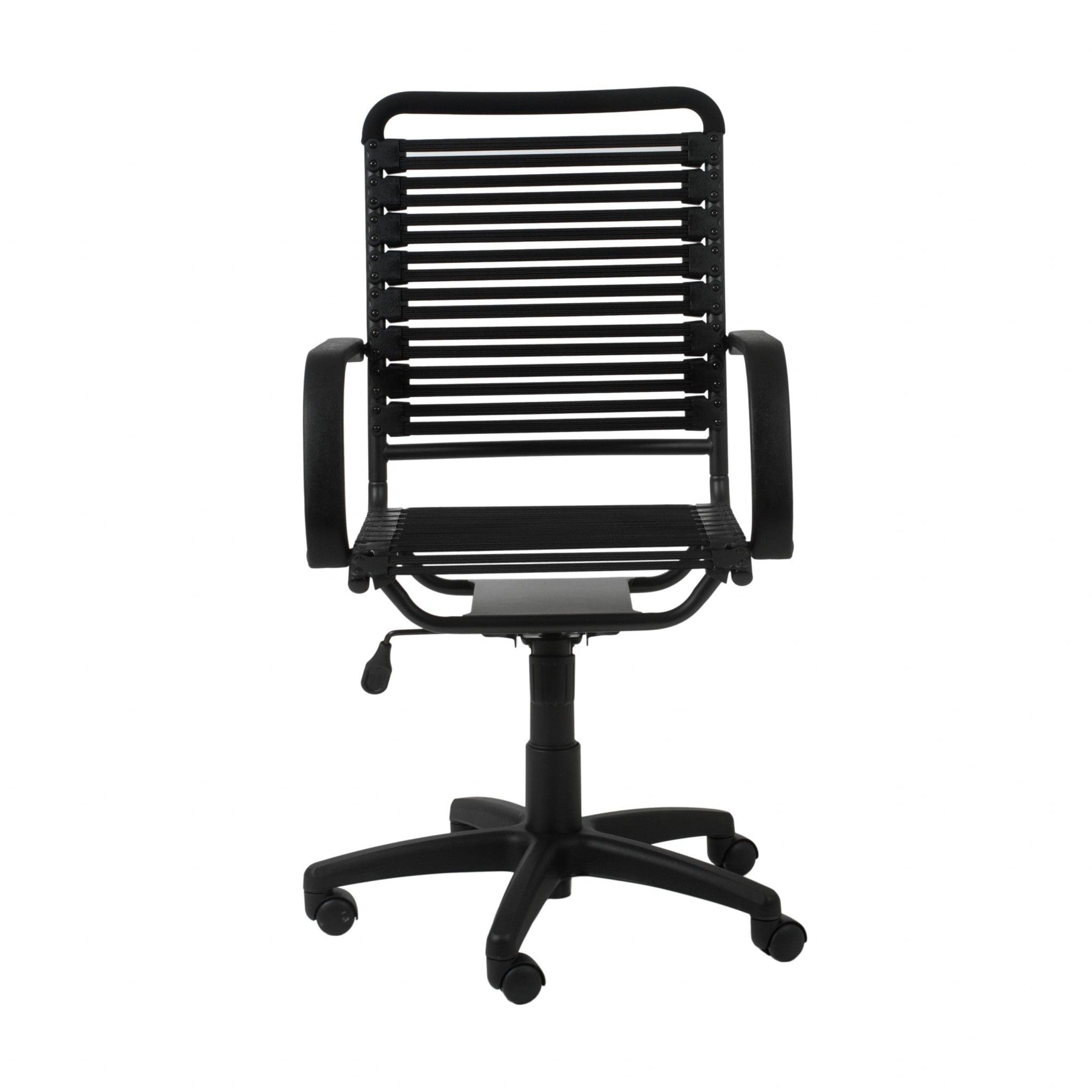 Homeroots Black Swivel Adjustable Task Chair Bungee Back Steel Frame 400770