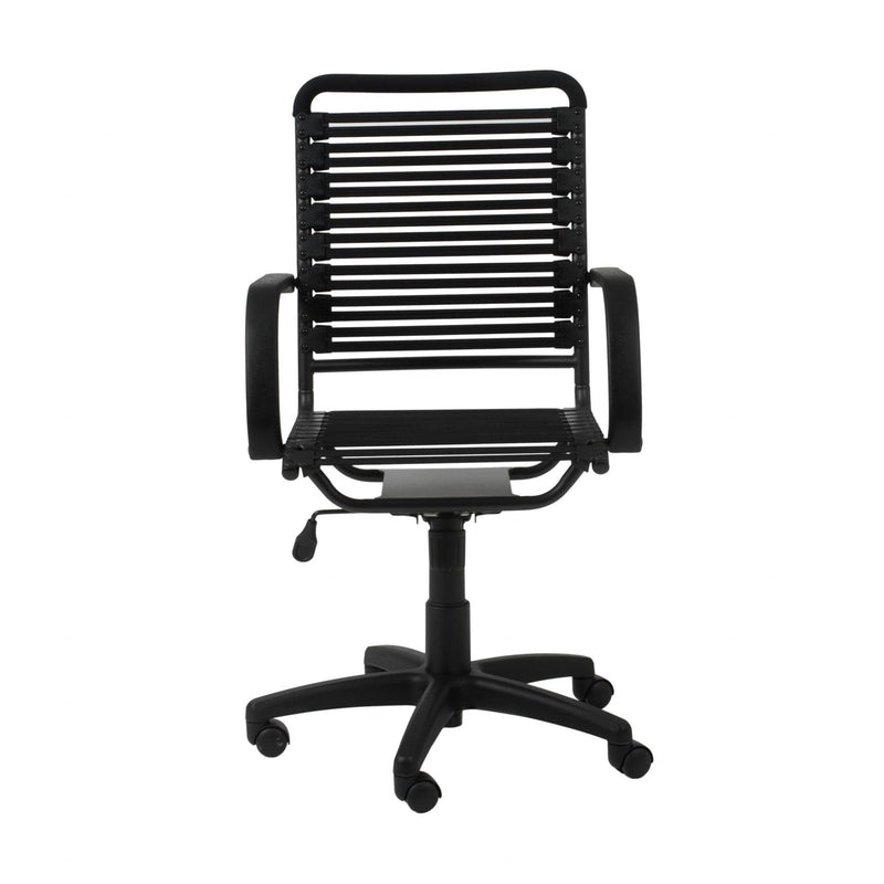 Homeroots Black Swivel Adjustable Task Chair Bungee Back Steel Frame 400770