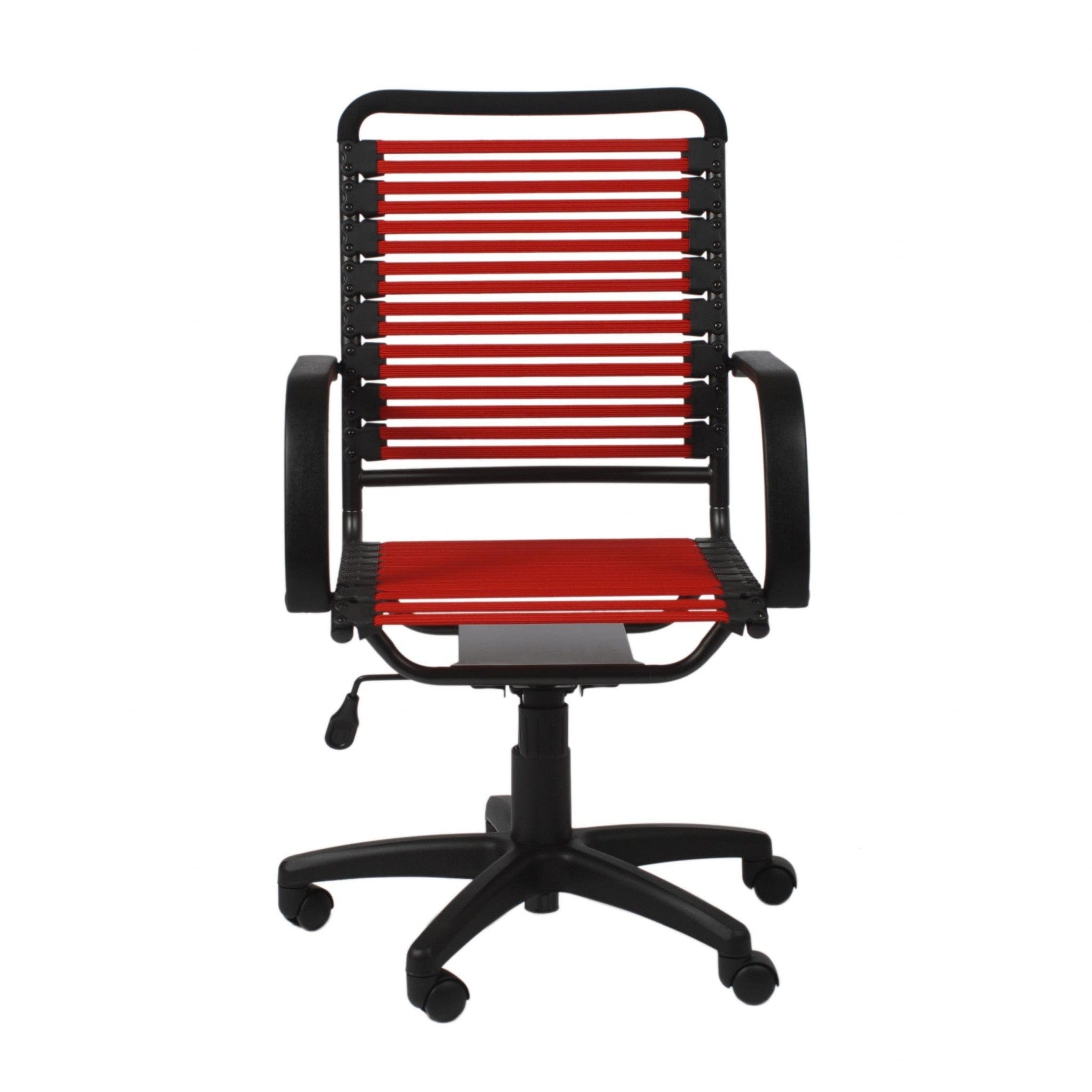 Homeroots Red Swivel Adjustable Task Chair Bungee Back Steel Frame 400771