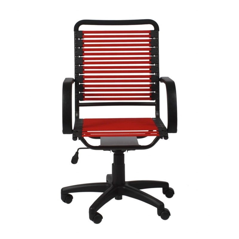 Homeroots Red Swivel Adjustable Task Chair Bungee Back Steel Frame 400771