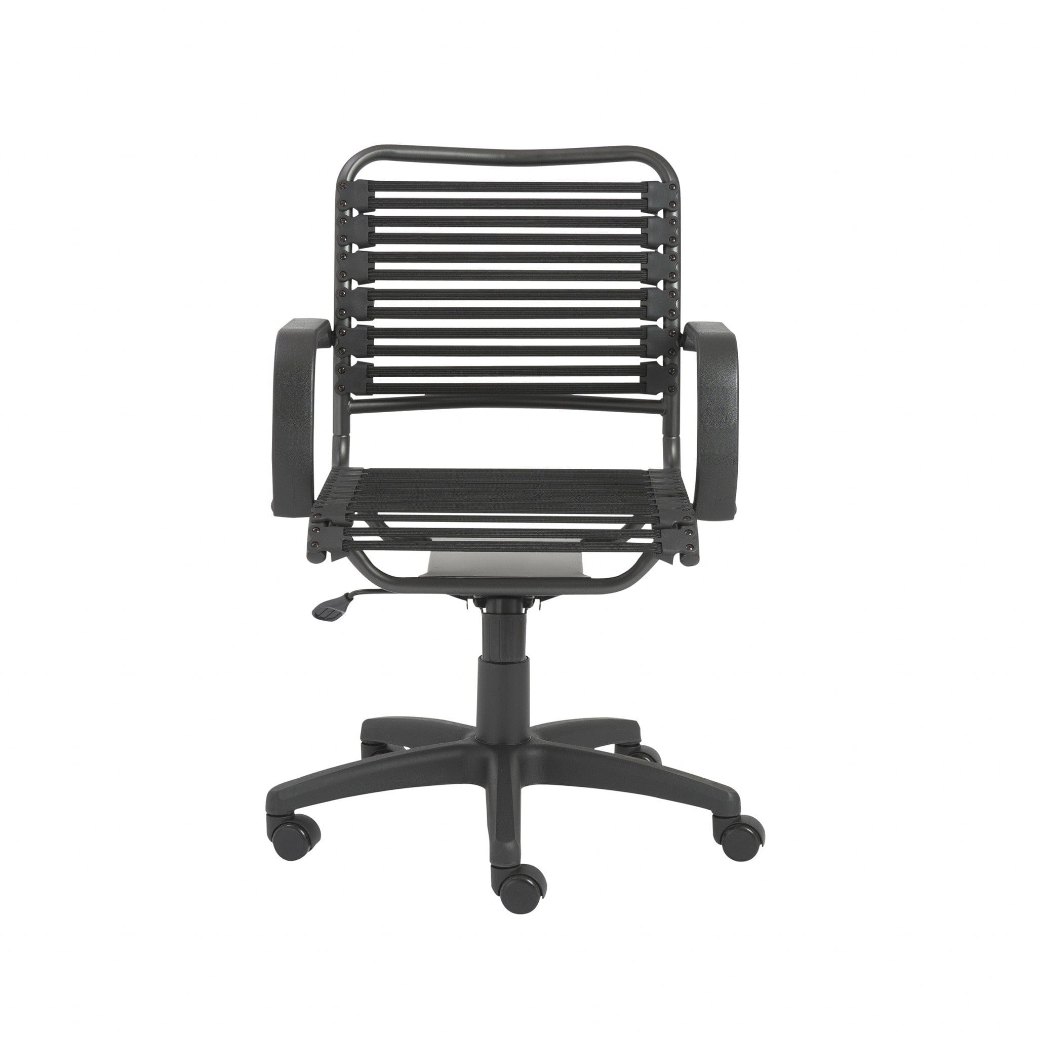 Homeroots Black Swivel Adjustable Task Chair Bungee Back Steel Frame 400772